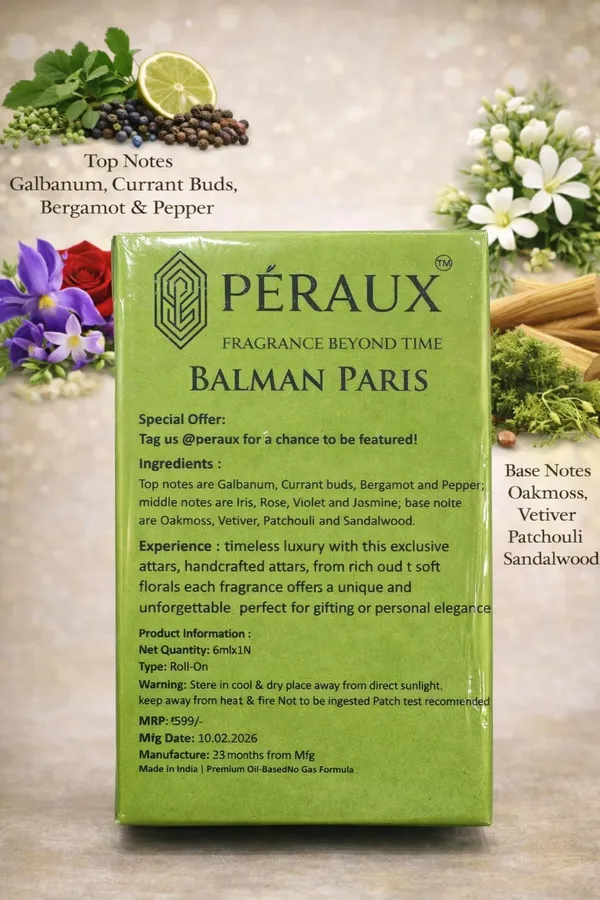 PERAUX_Balman_Paris_6ml_|_Alcohol_Free_|_Long_Lasting_|_Unisex_Floral_Attar_(Floral)