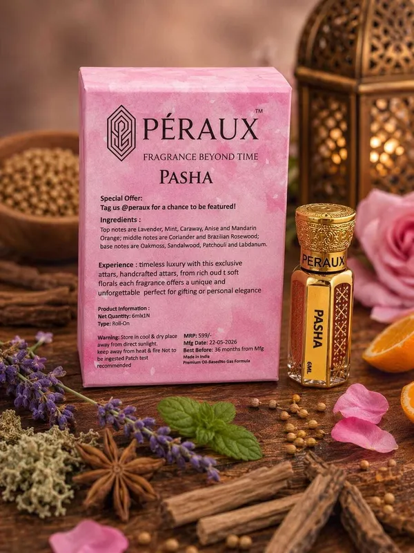 PERAUX_PASHA_Attar_–_6ml_|_Alcohol_Free_|_Long_Lasting_|_Unisex_Herbal_Attar_Floral_Attar_(Woody)