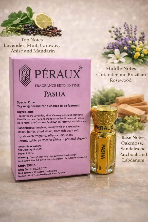 PERAUX_PASHA_Attar_–_6ml_|_Alcohol_Free_|_Long_Lasting_|_Unisex_Herbal_Attar_Floral_Attar_(Woody)