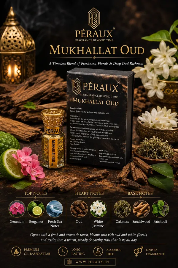 PERAUX_MUKHALLAT_OUD_Attar_–_6ml_|_Alcohol_Free_|_Long_Lasting_|_Unisex_Herbal_Attar_(Oud_(agarwood))