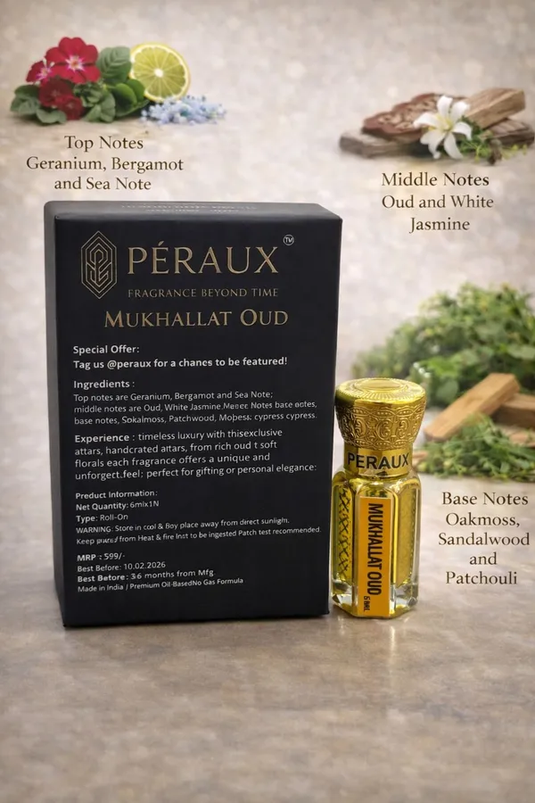 PERAUX_MUKHALLAT_OUD_Attar_–_6ml_|_Alcohol_Free_|_Long_Lasting_|_Unisex_Herbal_Attar_(Oud_(agarwood))