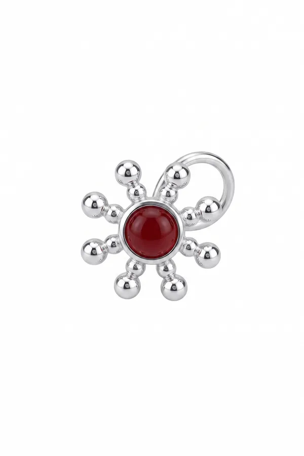 Silver_Tone_Red_Stone_Beaded_Ring_for_Women