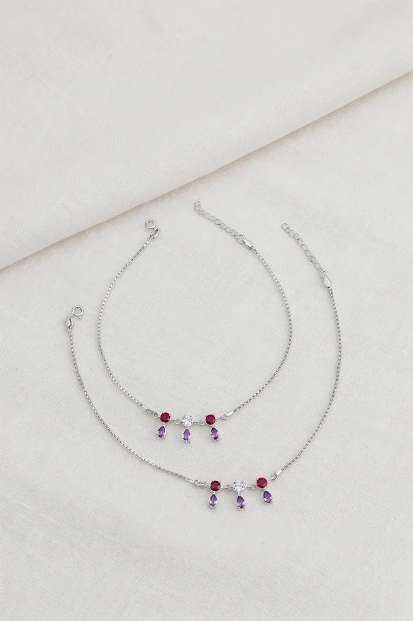 Silver-Tone_Multicolour_Stone_Anklet_Set_for_Women