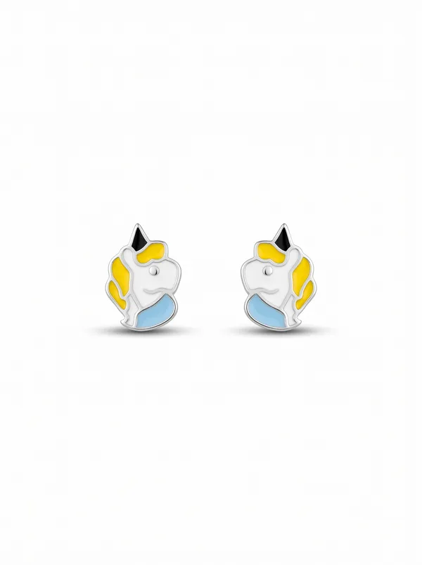 Charming_Unicorn_Yellow_&_Blue_Enamel_Silver_Stud_Earrings_(925_Sterling_Silver)
