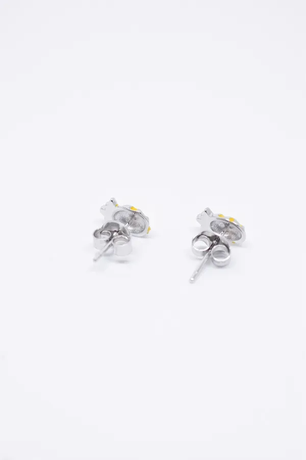 Yellow_Silver_Tone_Pineapple_Stud_Earrings_for_Women