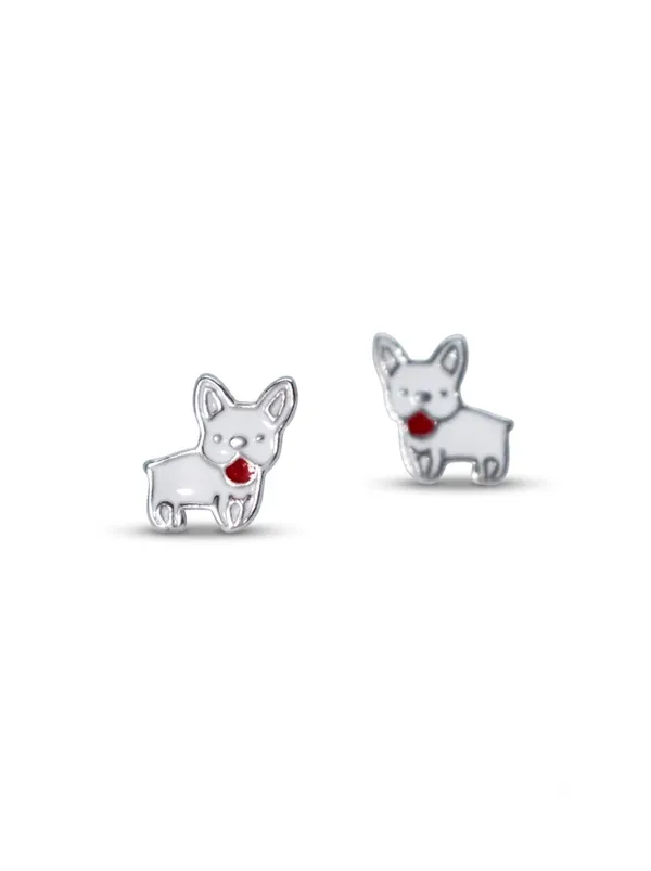 French_Bulldog_White_Enamel_Silver_Stud_Earrings_(925_Sterling_Silver)
