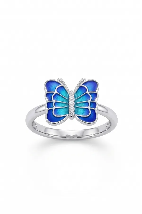 Blue_Enamel_Butterfly_Ring_For_Women
