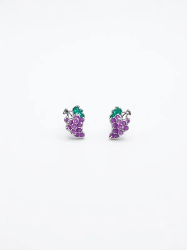 Juicy_Grapes_Purple_Enamel_Silver_Stud_Earrings_(925_Sterling_Silver)