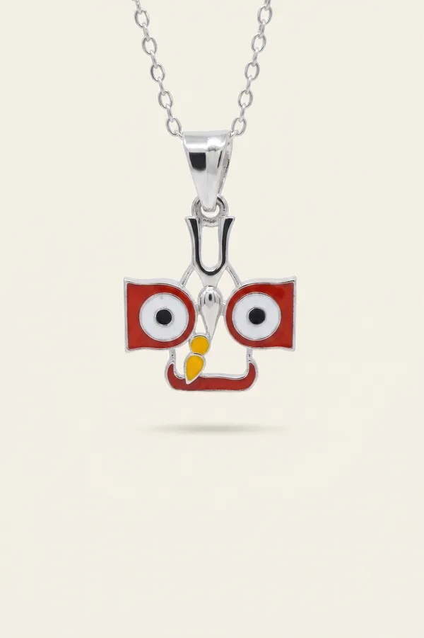 Silver_&_Red_925_Silver_Jagannath_Necklace_For_Women