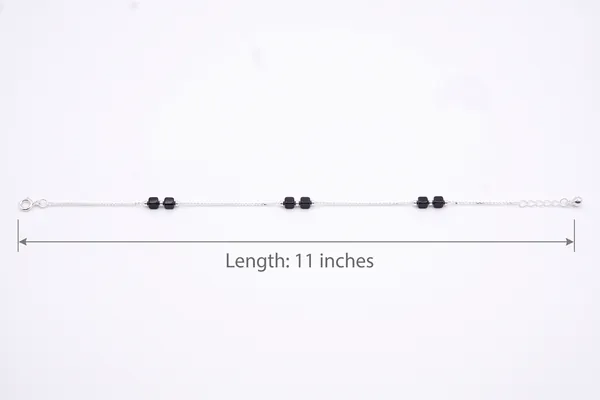 Silver_Tone_Black_Bead_Anklet_For_Women