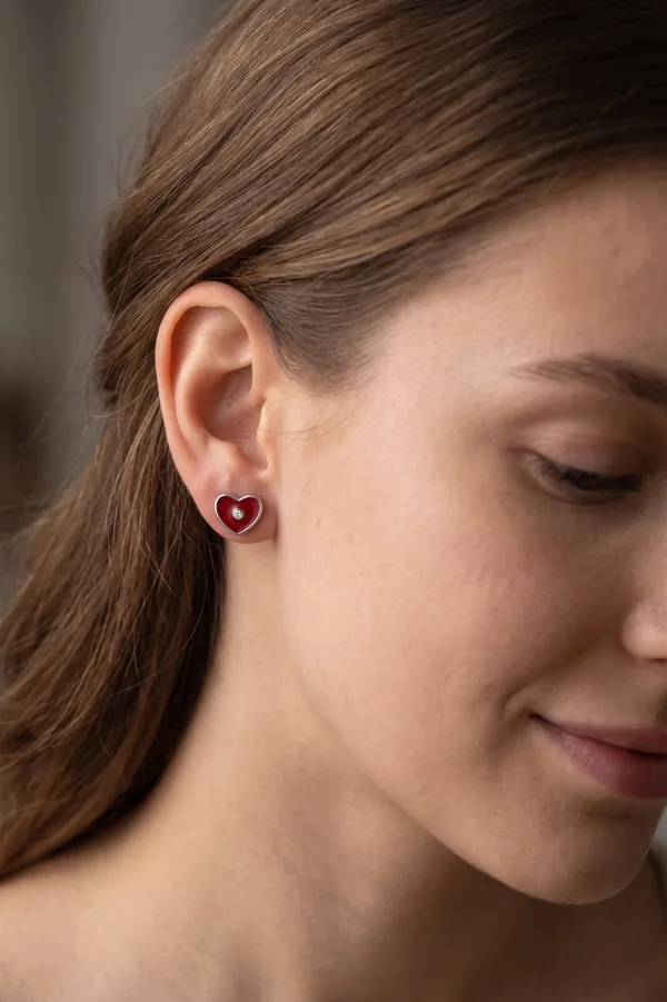 Ruby_Heart_Red_Enamel_CZ_Silver_Stud_Earrings_(925_Sterling_Silver)