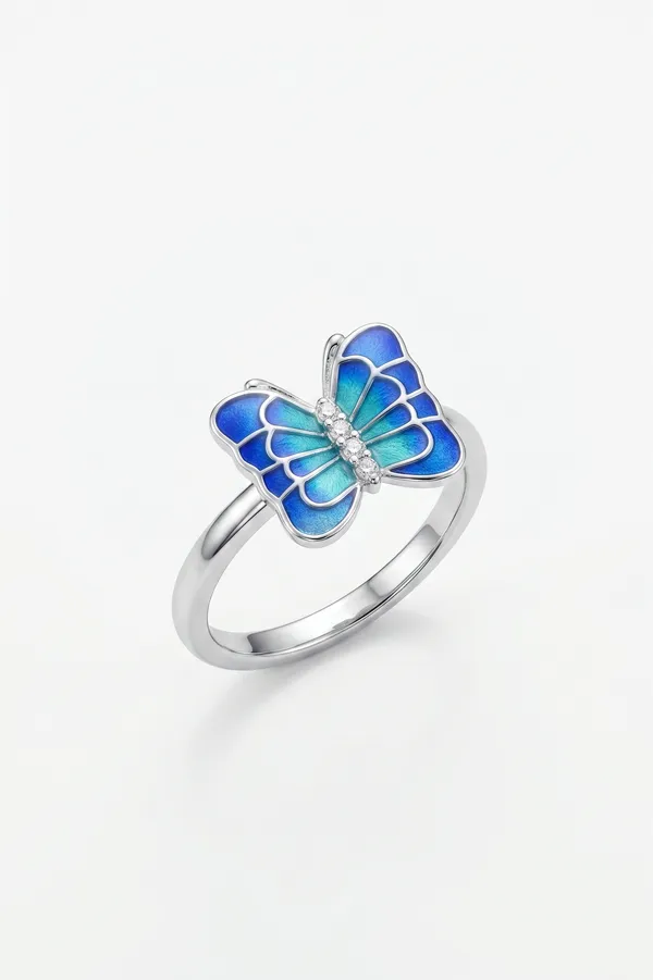 Blue_Enamel_Butterfly_Ring_For_Women