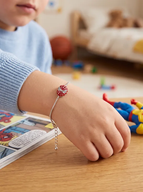 Spider-Hero_Red_Enamel_Kids'_925_Silver_Bracelet