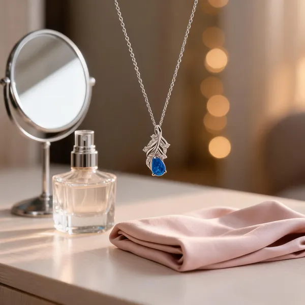 Silver_Tone_&_Blue_925_Silver_Necklace_For_Women