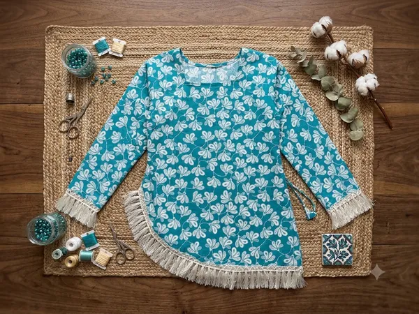 Teal_Cotton_Straight_Kurta_For_Women