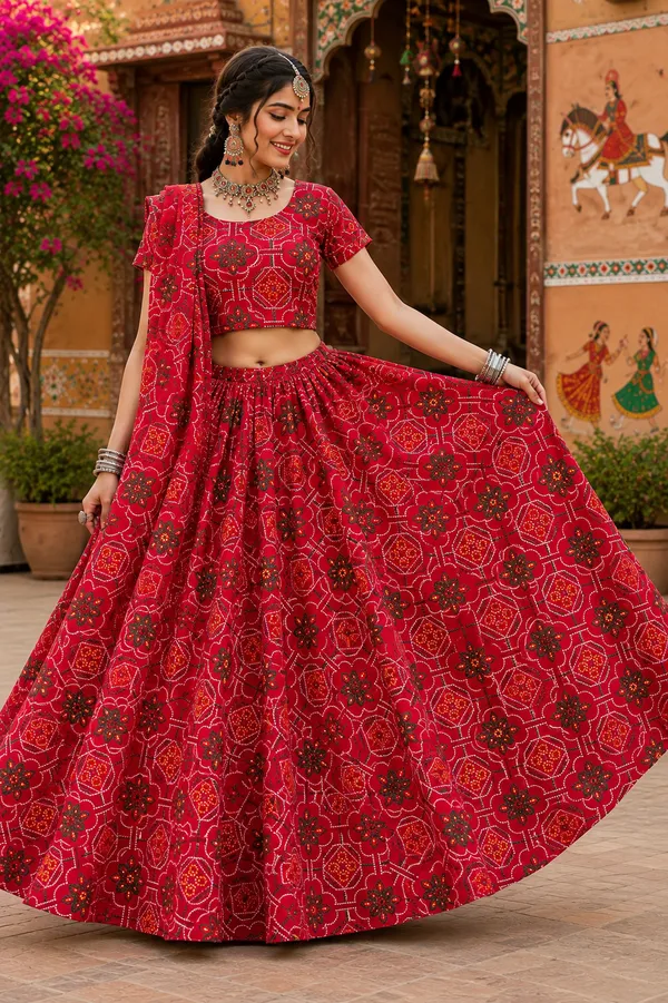 Red_Polyester_Flared_Lehenga_Choli_For_Women
