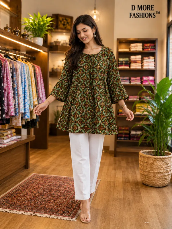 Green_Polyester_Flared_Kurta_For_Women