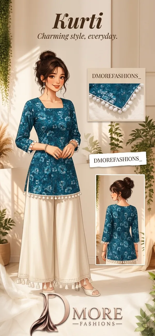 Teal_Cotton_Straight_Kurta_For_Women