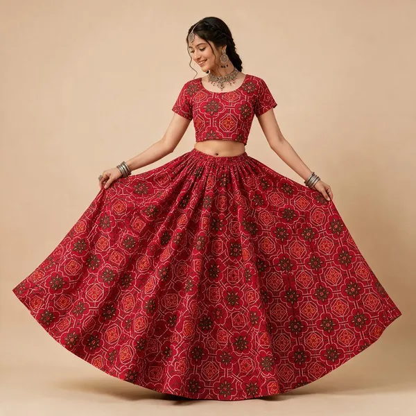 Red_Polyester_Flared_Lehenga_Choli_For_Women