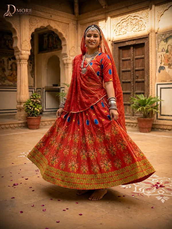 Red_Polyester_Flared_Lehenga_Choli_For_Women