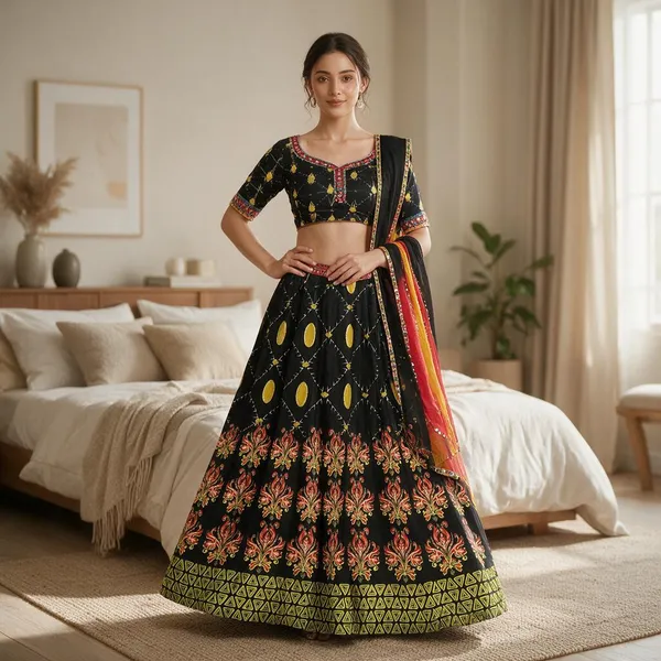 Black_Polyester_Flared_Lehenga_Choli_For_Women