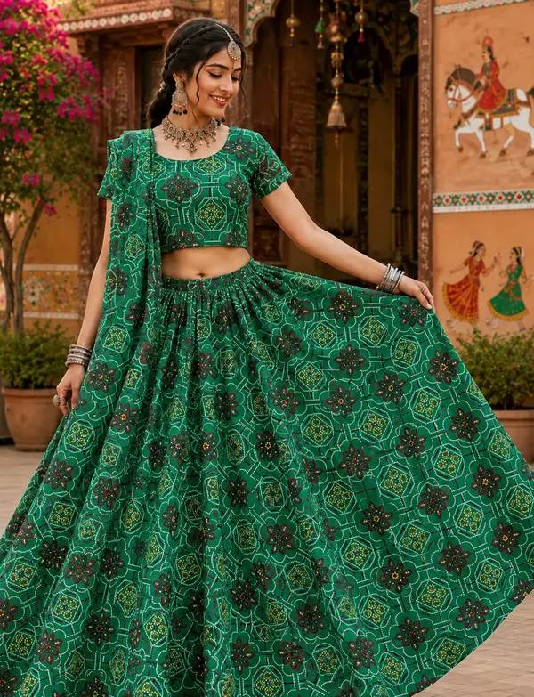 Green_Polyester_Flared_Lehenga_Choli_For_Women