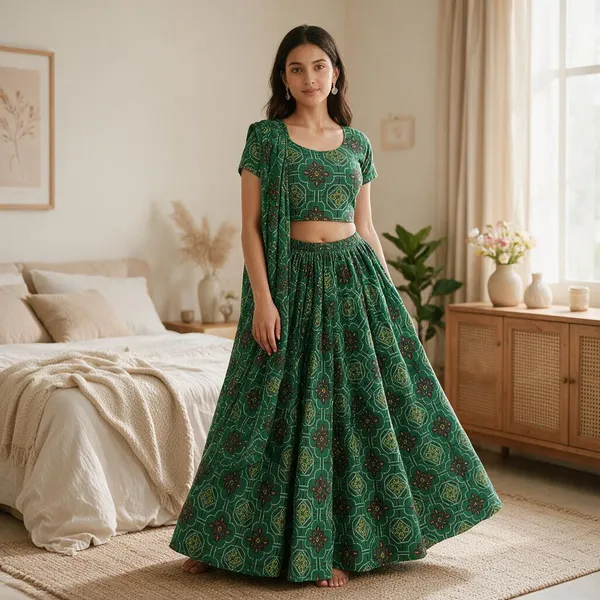 Green_Polyester_Flared_Lehenga_Choli_For_Women