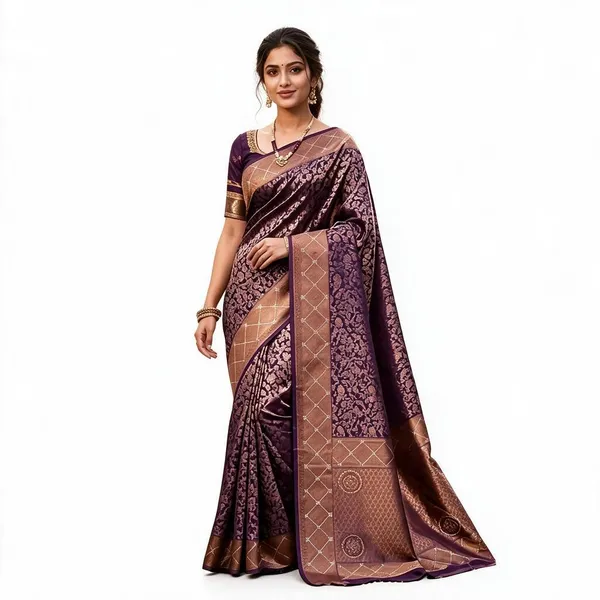 Purple_Satin_Straight_Saree_With_Blouse_For_Women