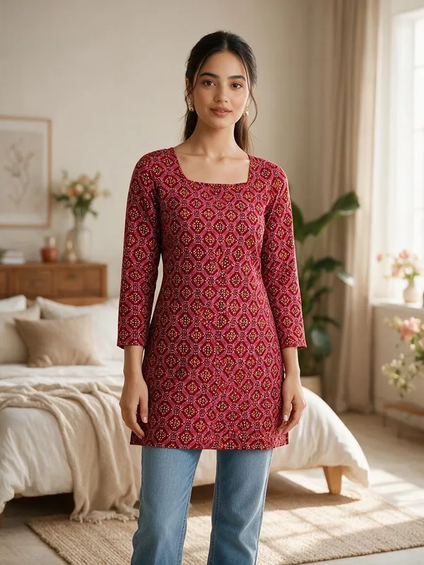 Red_Polyester_Straight_Kurta_For_Women