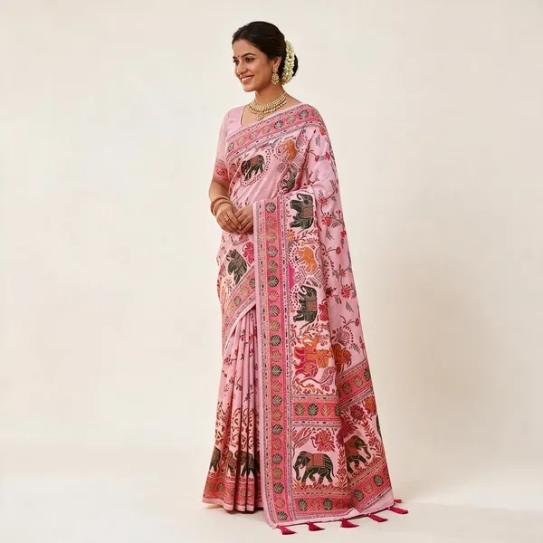 Pink_Silk_Printed_Saree_With_Blouse_For_Women