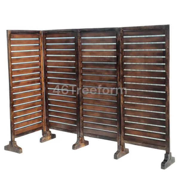 Wood_Rustic_Slatted_Five_Panel_Folding_Room_Divider