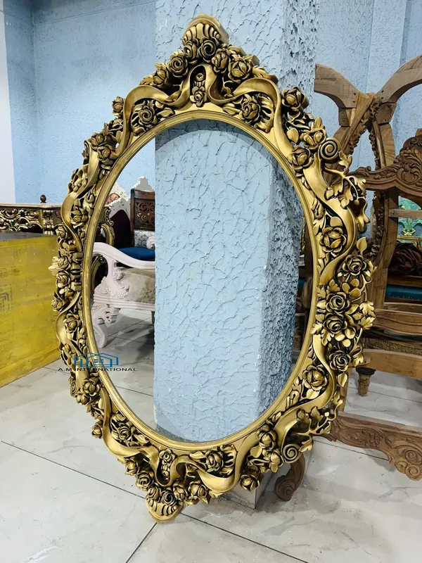 Wood_Classic_Ornate_Floral_Gold_Oval_Wall_Mirror