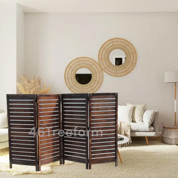 Wood_Rustic_Slatted_Five_Panel_Folding_Room_Divider