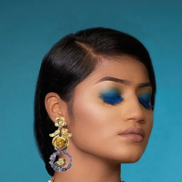 Lavender_Flower_With_Triflora_Chandbali_Danglers