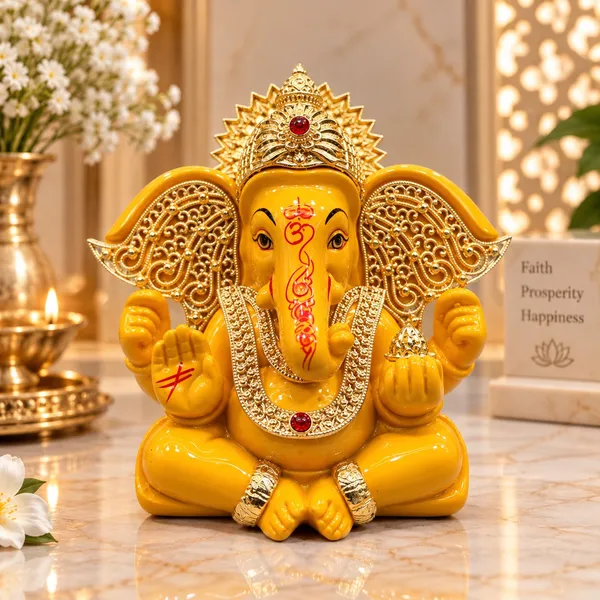 Glossy_Yellow_Traditional_Ganesha_Idol_For_Home_Decor