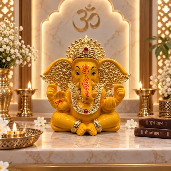 Glossy_Yellow_Traditional_Ganesha_Idol_For_Home_Decor