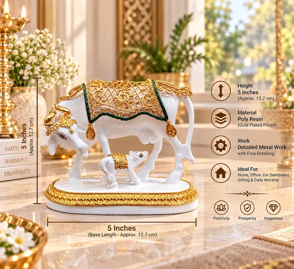 White_Ornate_Cow_And_Calf_Idol