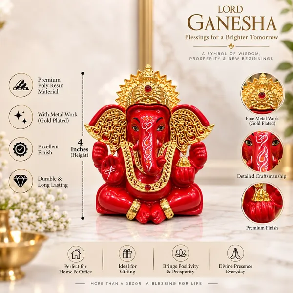 Glossy_Red_Traditional_Ganesha_Idol_For_Home_Decor