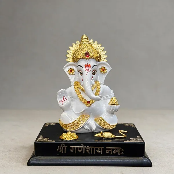 White_And_Gold_Lord_Ganesha_Decorative_Idol