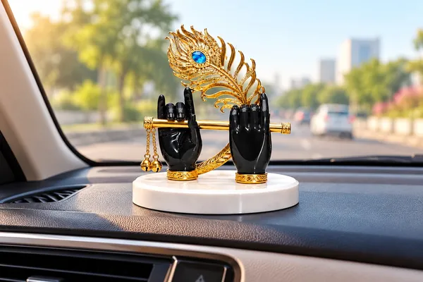 DIVINE_BLACK_KRISHNA_HAND_WITH_FLUTE_AND_GOLD_PLATED_PEACOCK_FEATHER