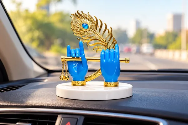DIVINE_BLUE_KRISHNA_HAND_WITH_FLUTE_AND_GOLD_PLATED_PEACOCK_FEATHER_