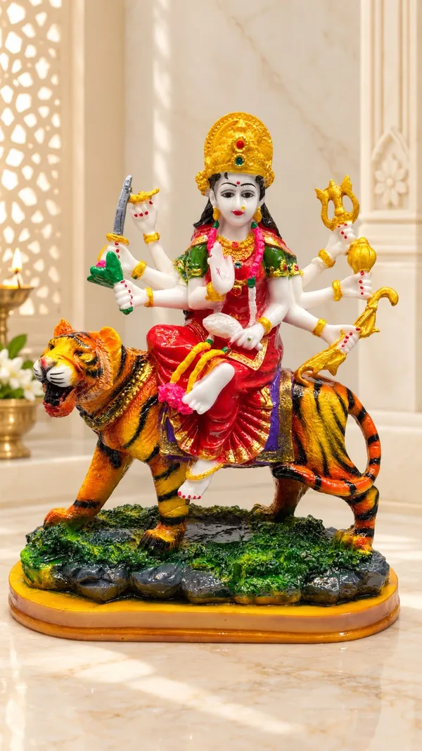 DURGA_MATA_ON_TIGER_IDOL-NAVRATRI_PUJA_&_FESTIVE_DECORATION