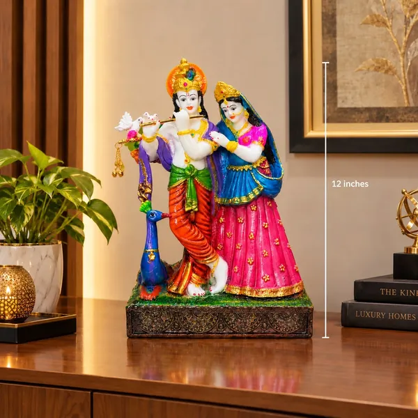 Divine_Radha_Krishna_Idol_with_Peacock_&_Pigeons_–_12_Inch
