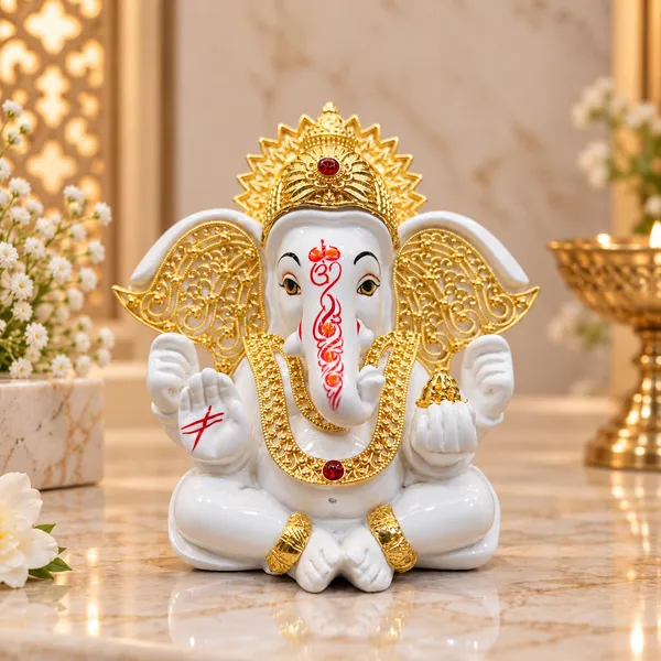 Glossy_White_Traditional_Ganesha_Idol_For_Home_Decor