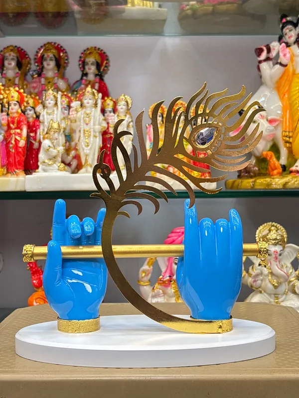 Blue_Hand_Krishna_Flute_Peacock_Feather_Tabletop_Showpiece