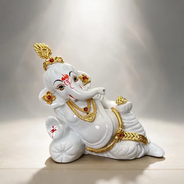 White_Reclining_Ganesha_Decorative_Idol