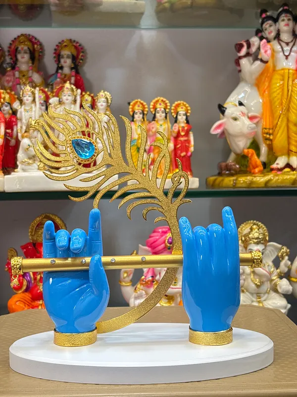 Blue_Hand_Krishna_Flute_Peacock_Feather_Tabletop_Showpiece