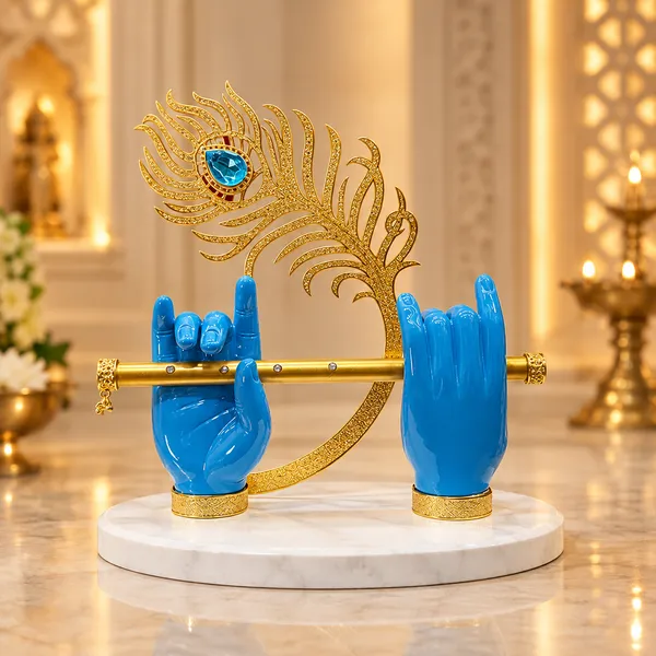 Blue_Hand_Krishna_Flute_Peacock_Feather_Tabletop_Showpiece