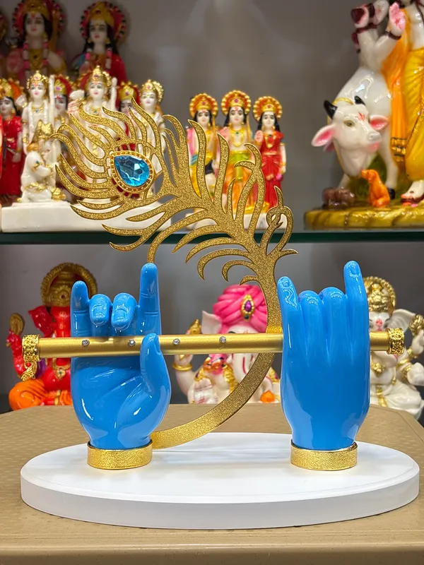 Blue_Hand_Krishna_Flute_Peacock_Feather_Tabletop_Showpiece