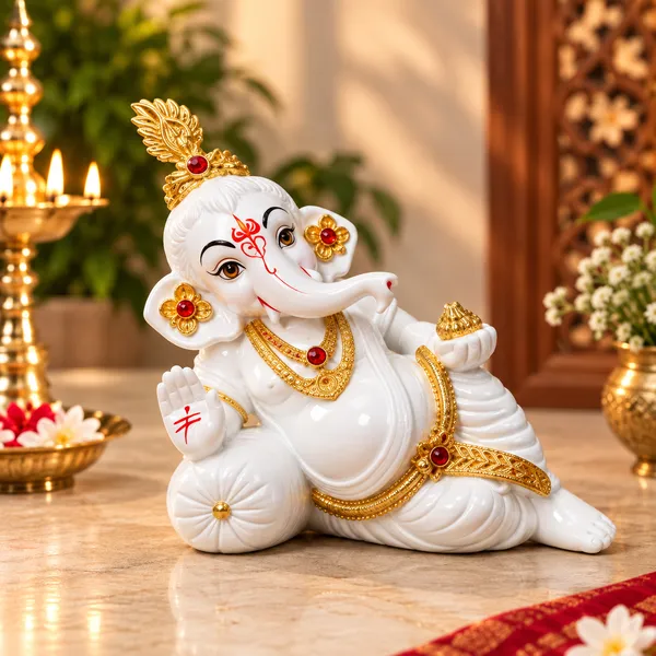 White_Reclining_Ganesha_Decorative_Idol